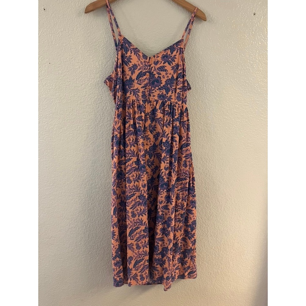 Universal Thread Pink Blue Floral Midi Dress Tie Back Pockets Womens Large